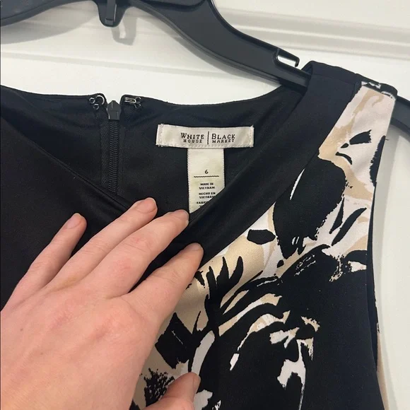 White House Black Market Black and Cream Floral Dress - Picture 3 of 4